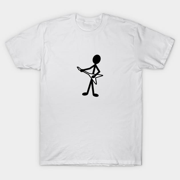 Guitarist Flying V Musician Stick Figure T-Shirt by WarriorWoman